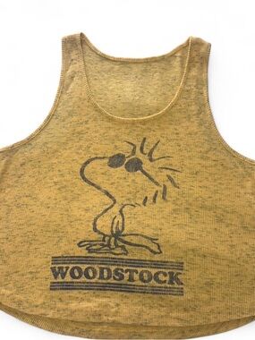 Woodstock Graphic yellow cropped Tank Top